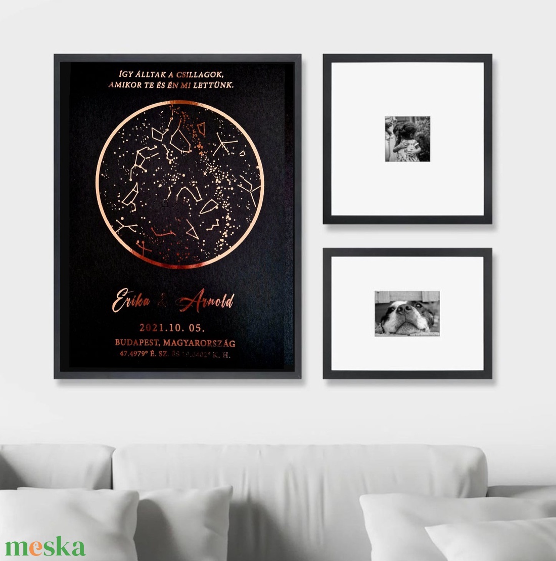 Valentin-napi ajándék, Aranyozott csillagtérkép - otthon & életmód - dekoráció - kép & falikép - poszter - Meska.hu