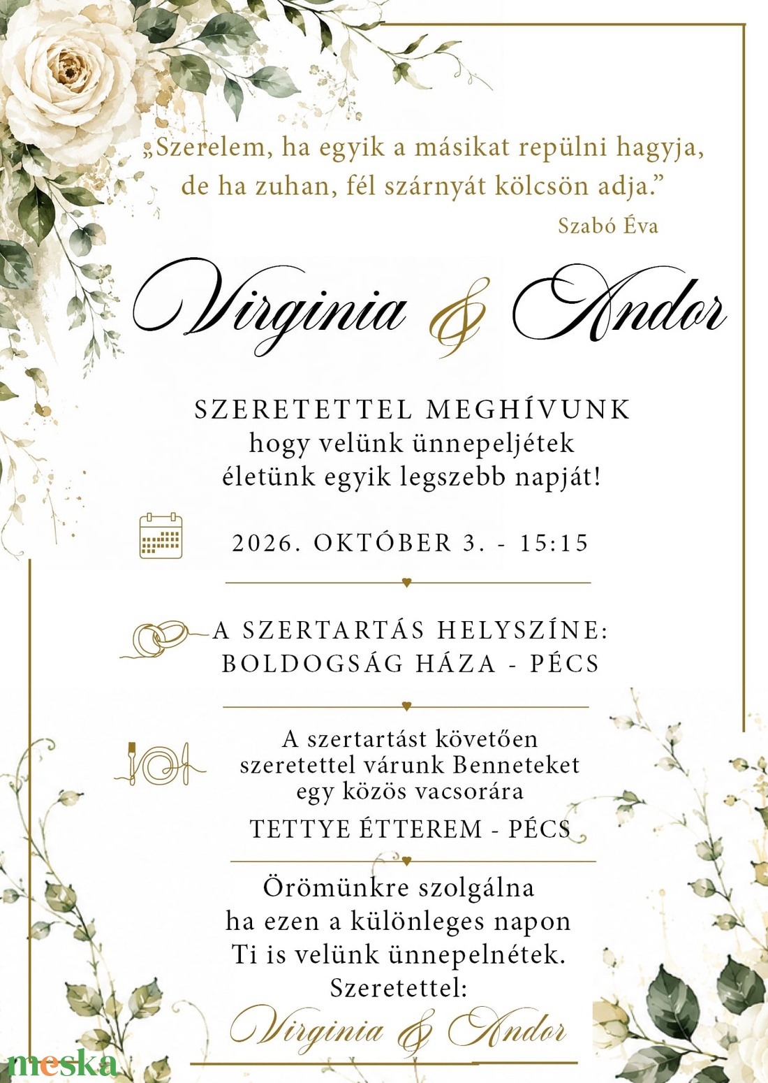 Meghívó - esküvő - meghívó & kártya - digitális meghívók - Meska.hu
