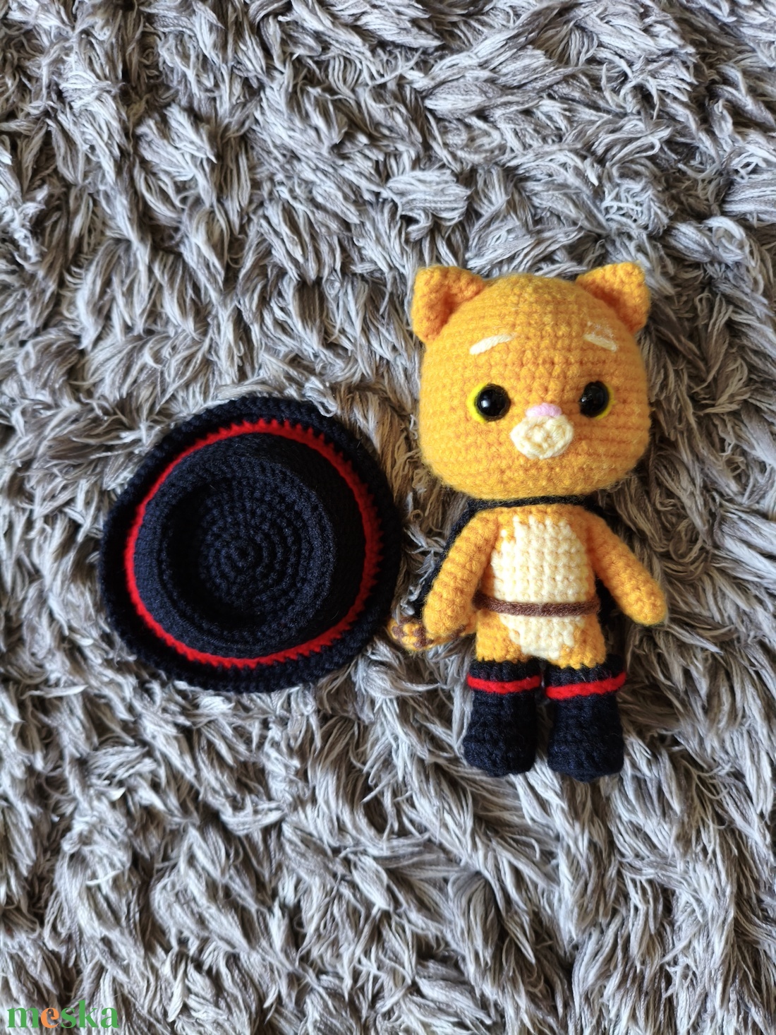 Horgolt Csizmás Kandúr - játék & sport - plüssállat & játékfigura - más figura - Meska.hu