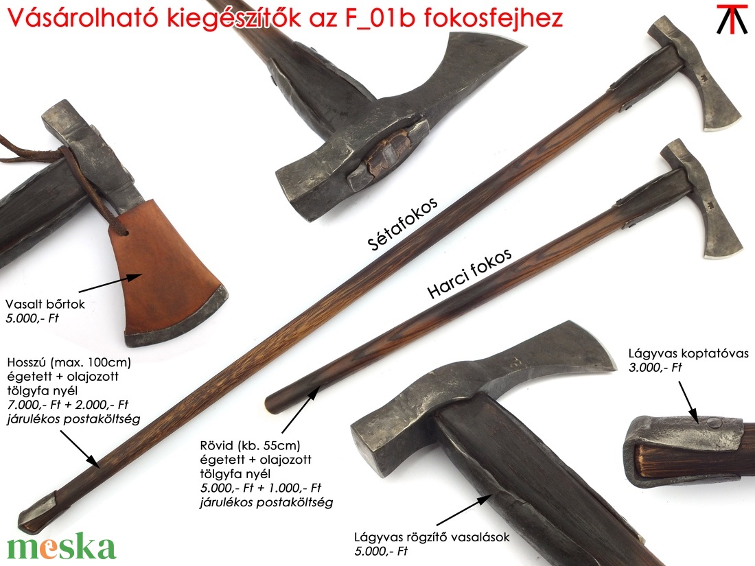Kovácsolt acél kun fokos damaszkolt éllel, [F_01b] - otthon & életmód - ház & kert - szerszám & eszközök - Meska.hu