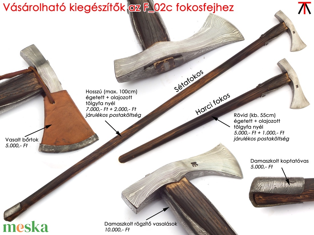 Damaszkolt kanász fokos, [F_02c] - otthon & életmód - konyhafelszerelés, tálalás - sütés, főzés - kés & késtartó - Meska.hu
