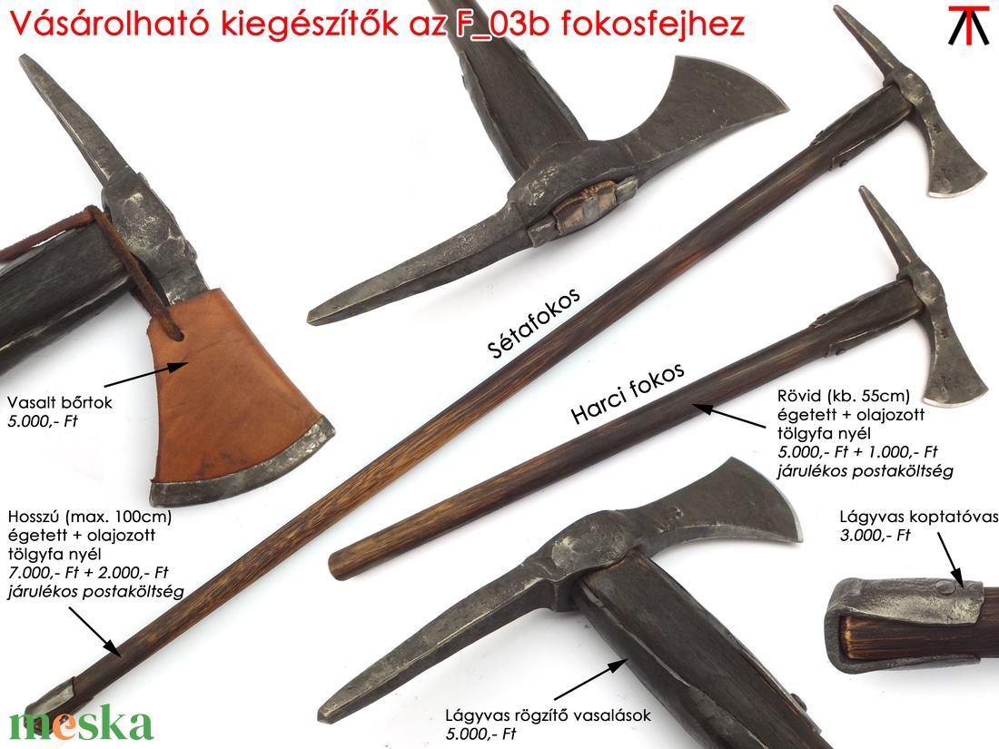 Kovácsolt acél székely fokos damaszkolt éllel, [F_03b] - otthon & életmód - konyhafelszerelés, tálalás - sütés, főzés - kés & késtartó - Meska.hu