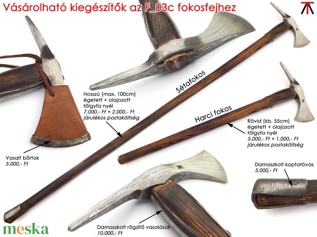 Damaszkolt székely fokos, [F_03c] - otthon & életmód - ház & kert - szerszám & eszközök - Meska.hu