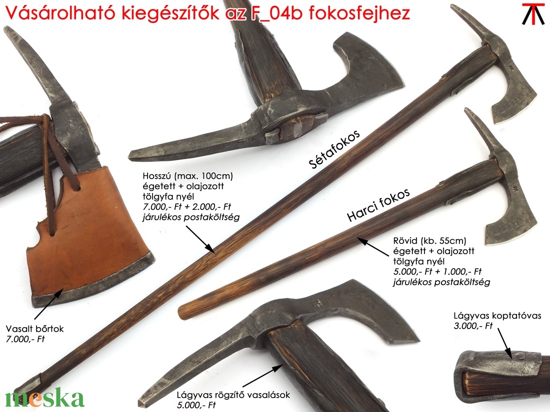  Kovácsolt acél szakállas székely fokos damaszkolt éllel, [F_04b] - otthon & életmód - ház & kert - szerszám & eszközök - Meska.hu