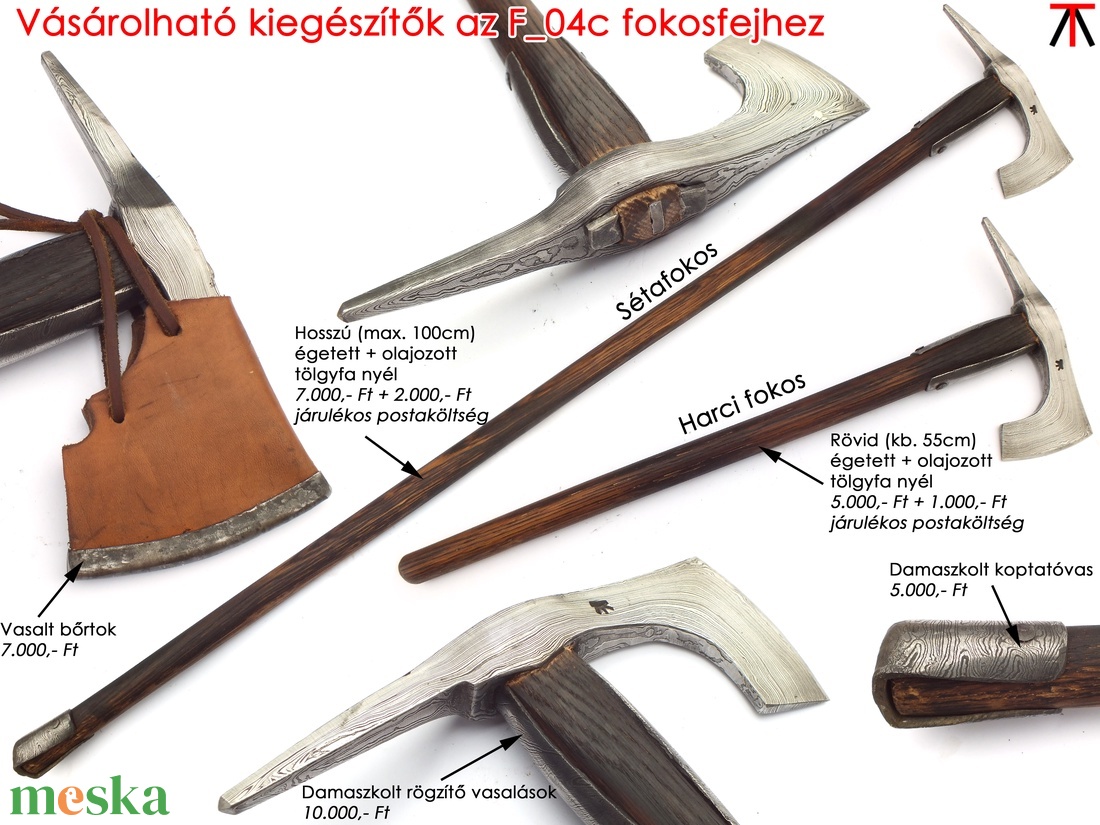Damaszkolt szakállas székely fokos, [F_04c] - otthon & életmód - ház & kert - szerszám & eszközök - Meska.hu