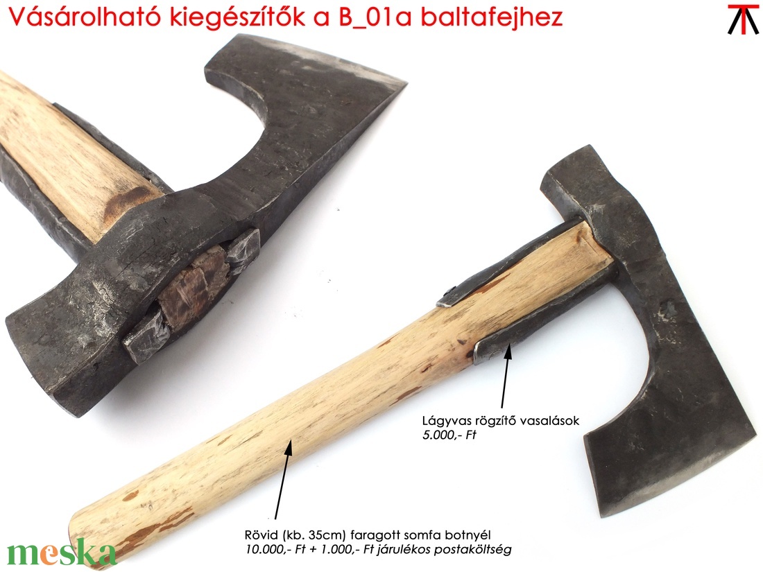 Kovácsolt acél szakállas fokosbalta, [B_01a] - otthon & életmód - konyhafelszerelés, tálalás - sütés, főzés - kés & késtartó - Meska.hu