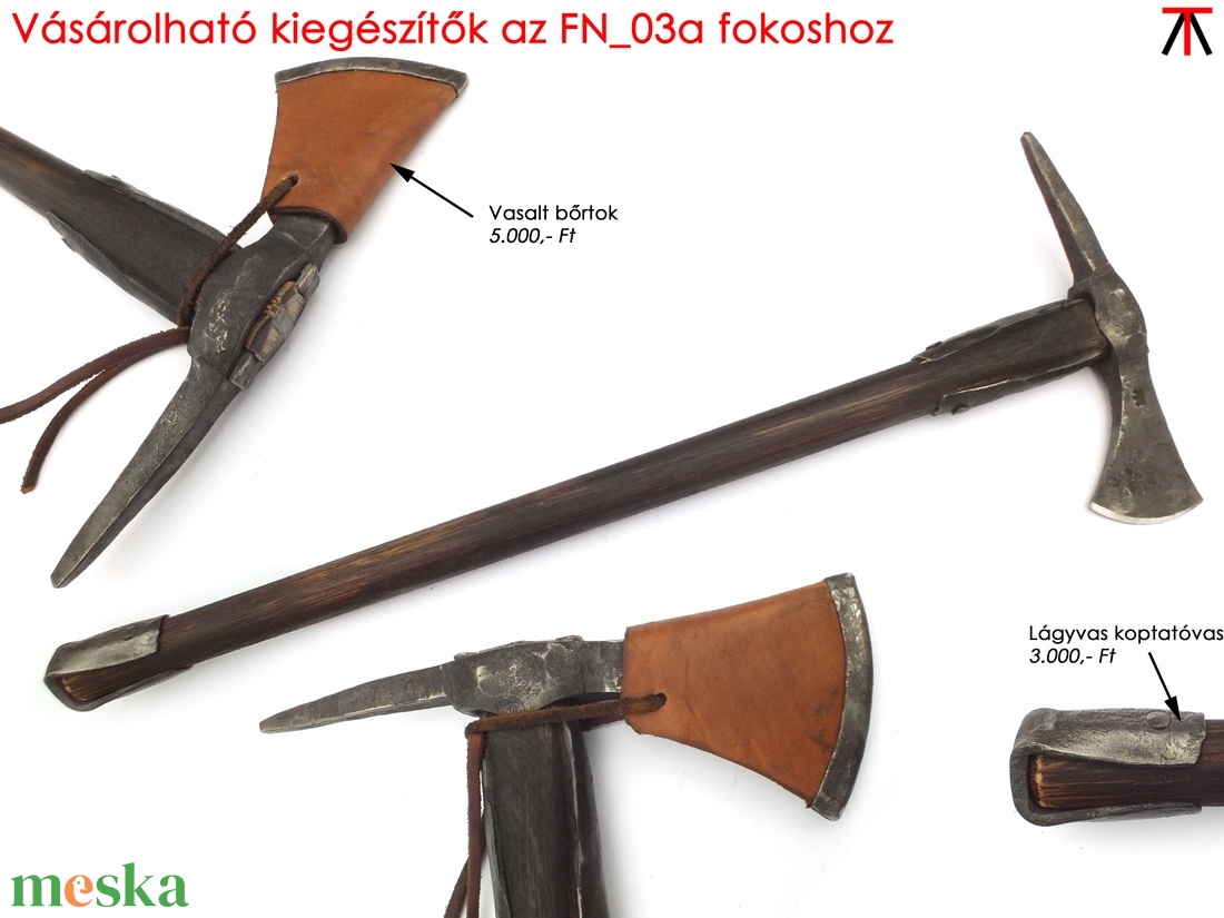 Nyelezett kovácsolt acél székely fokos, rövid, égetett és olajozott tölgyfa nyéllel , [FN_03a] - művészet - festmény - olajfestmény - Meska.hu