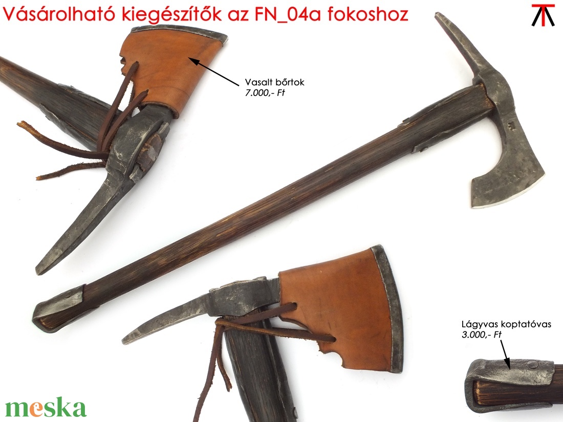 Nyelezett kovácsolt acél szakállas székely fokos, rövid, égetett és olajozott tölgyfa nyéllel , [FN_04a] - művészet - festmény - olajfestmény - Meska.hu