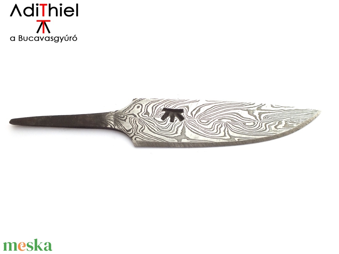 Damaszkolt markolattüskés kés duplacsavart damaszk pengével, [K_02b] - otthon & életmód - konyhafelszerelés, tálalás - sütés, főzés - kés & késtartó - Meska.hu