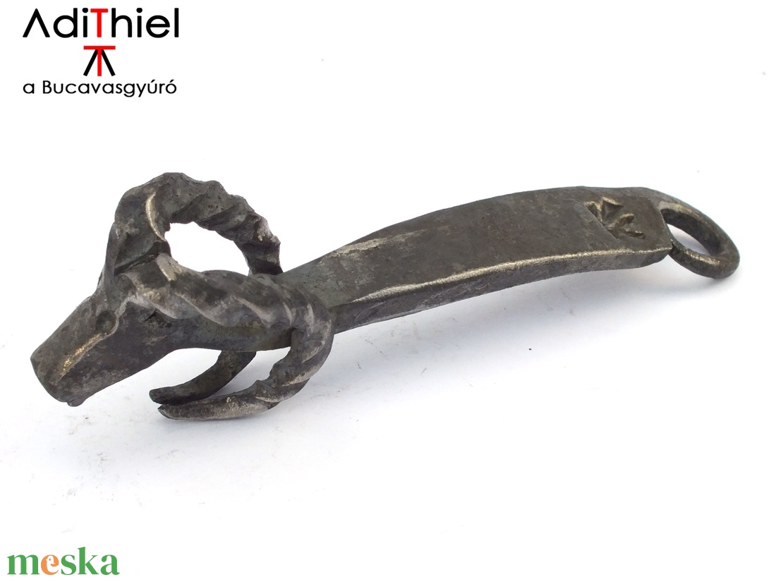 Kovácsolt kosfejes sörnyitó kulcstartó, [E_06a] - otthon & életmód - konyhafelszerelés, tálalás - italos kellékek - sörnyitó - Meska.hu