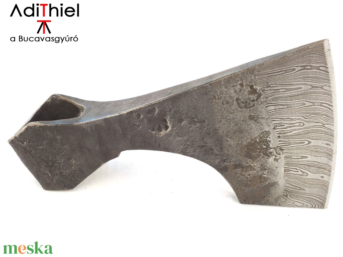 Kovácsolt acél viking szakállas balta damaszkolt éllel, [F_07b] - otthon & életmód - konyhafelszerelés, tálalás - sütés, főzés - kés & késtartó - Meska.hu