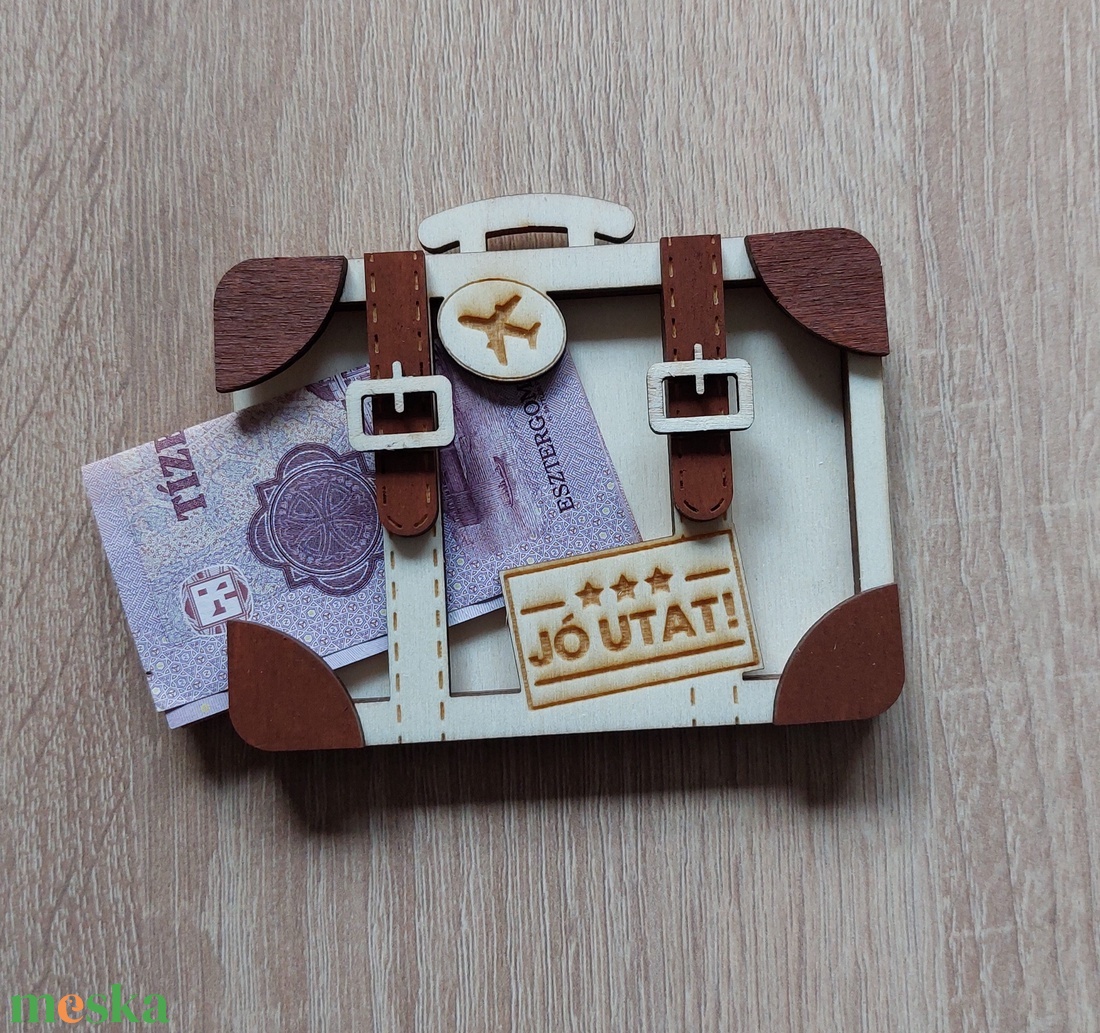 Pénzátadó / ajándékkártya tartó - bőrönd - otthon & életmód - papír, írószer - ajándékozás kellékei - pénzátadó doboz - Meska.hu