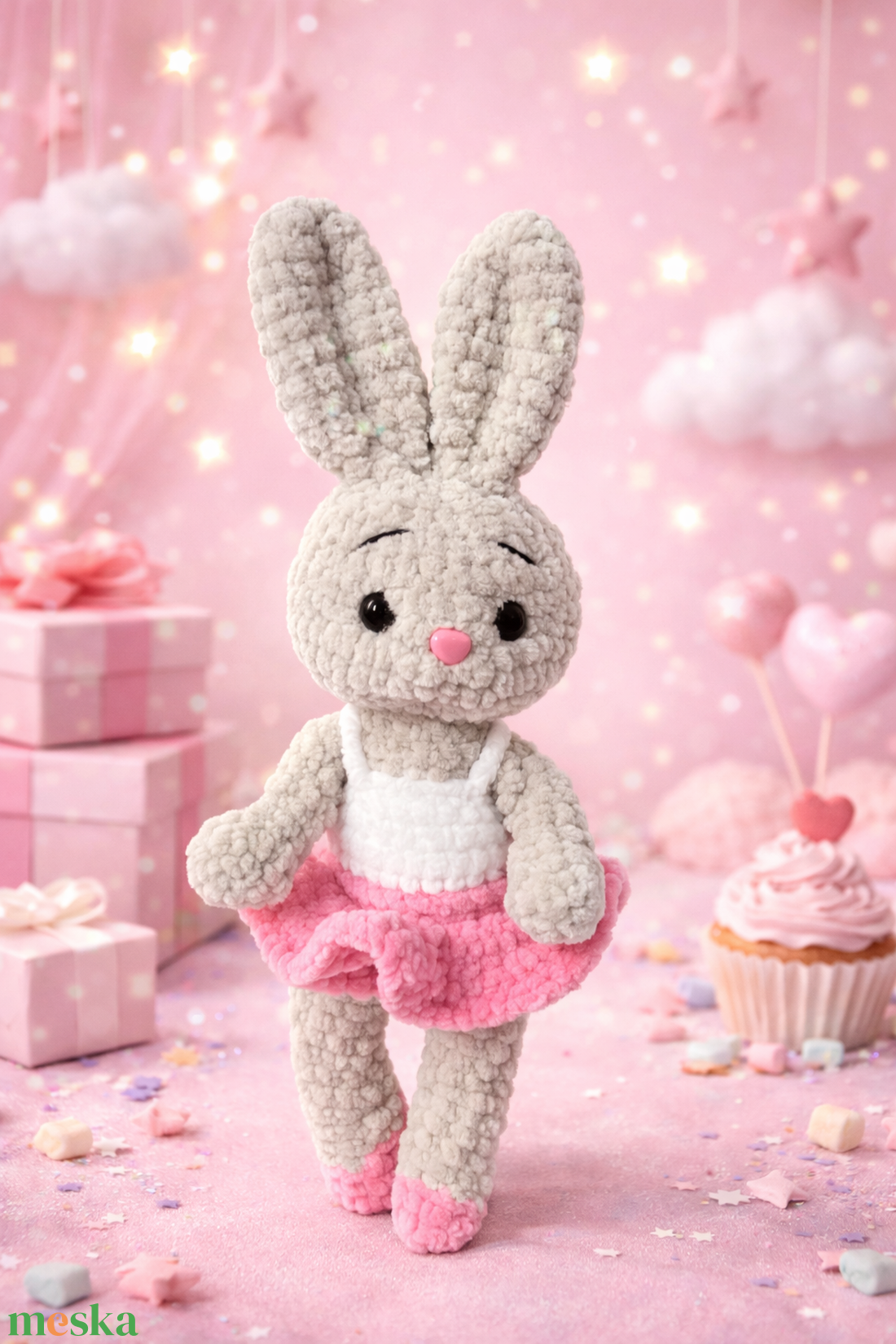 Horgolt Balerina Nyuszi - játék & sport - plüssállat & játékfigura - nyuszi - Meska.hu