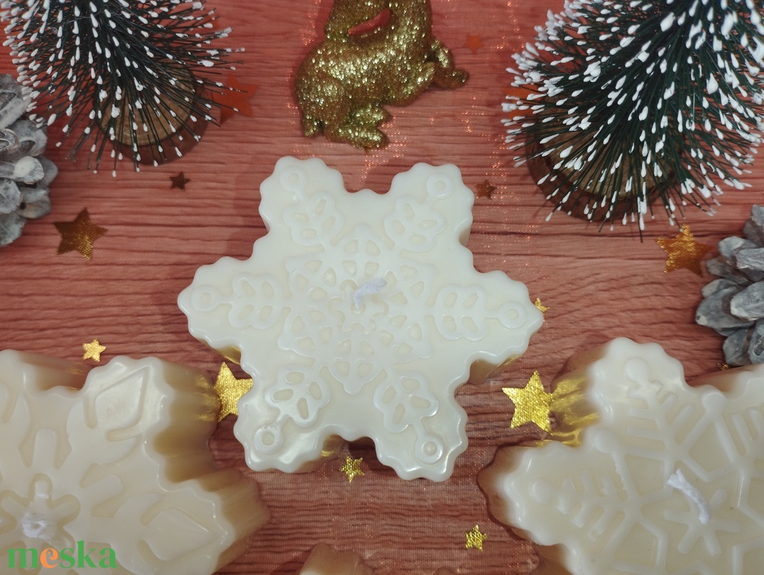 Szójaviasz hópehely gyertya - karácsony - karácsonyi lakásdekoráció - karácsonyi illatgyertya, mécses - Meska.hu