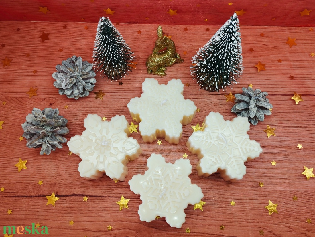 Szójaviasz hópehely gyertya - karácsony - karácsonyi lakásdekoráció - karácsonyi illatgyertya, mécses - Meska.hu