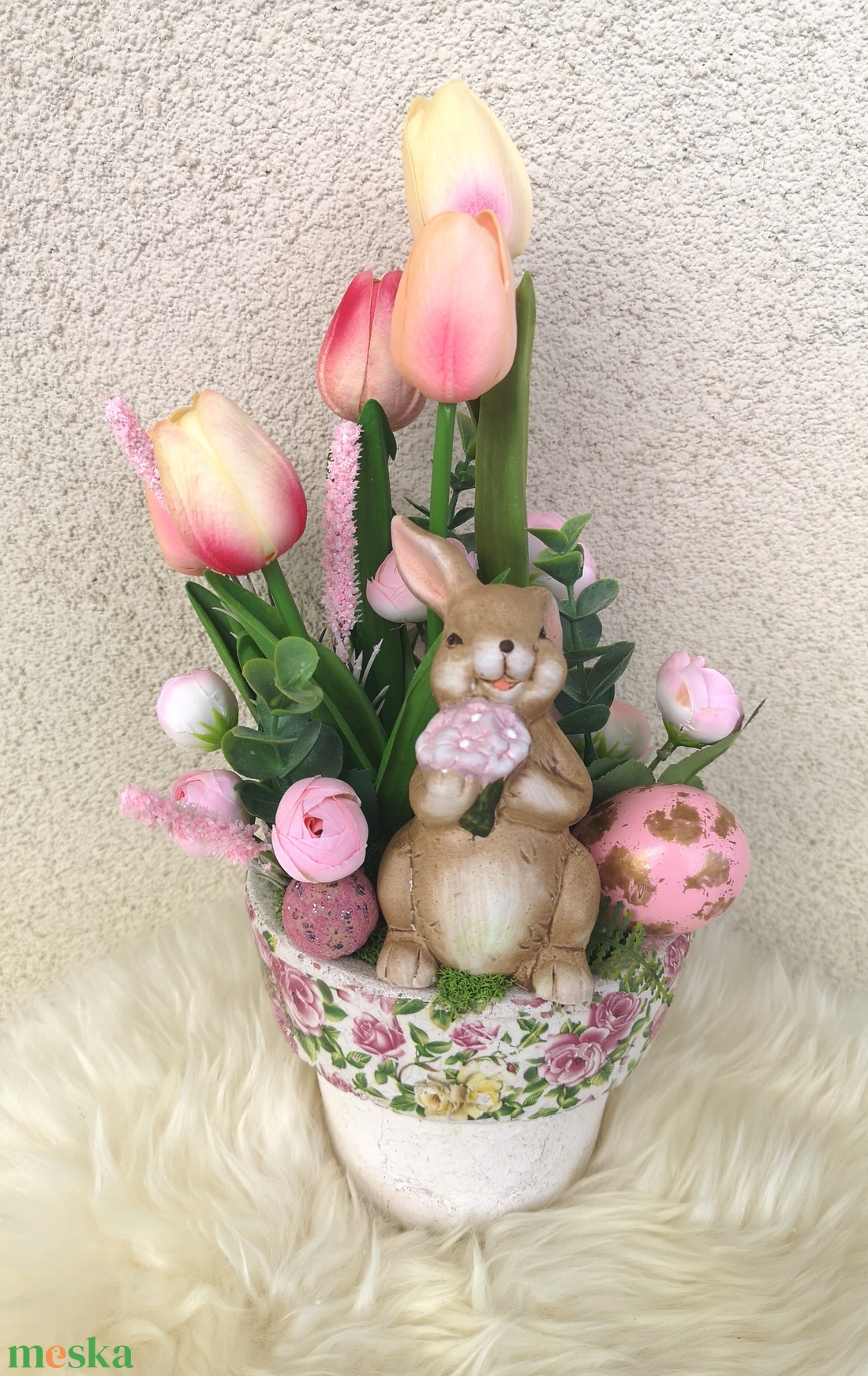  asztaldísz - ünnepi díszek, dekorációk - húsvéti díszek és dekorációk - húsvéti virágos díszek - Meska.hu