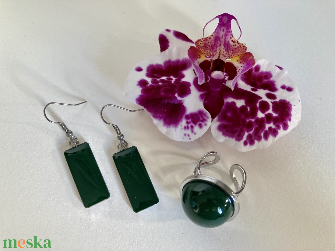Sötétzöld szett - ékszer - ékszerszett - Meska.hu