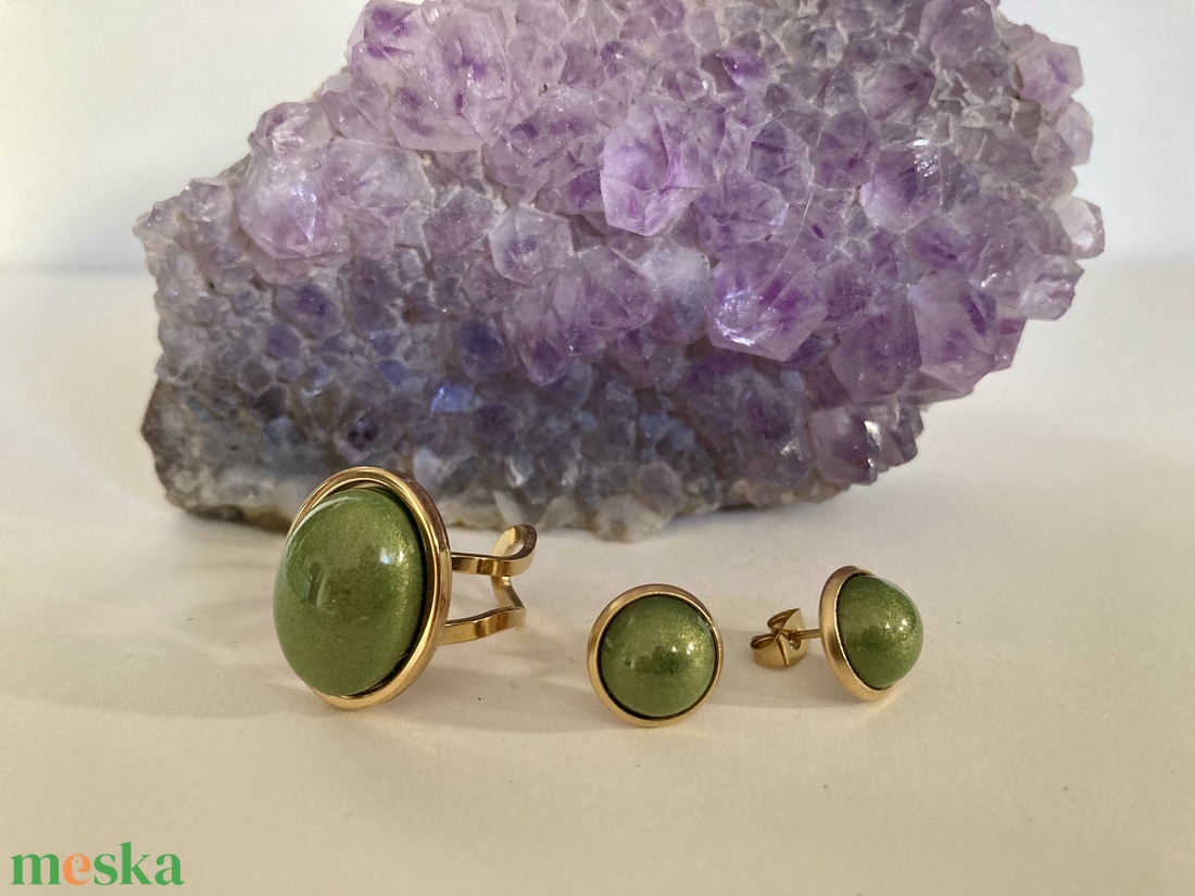 Arany és zöld szett - ékszer - ékszerszett - Meska.hu