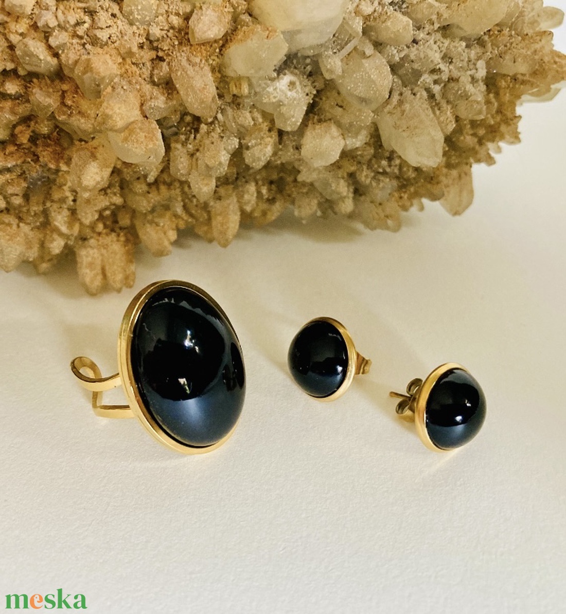 Fekete és arany szett - ékszer - ékszerszett - Meska.hu