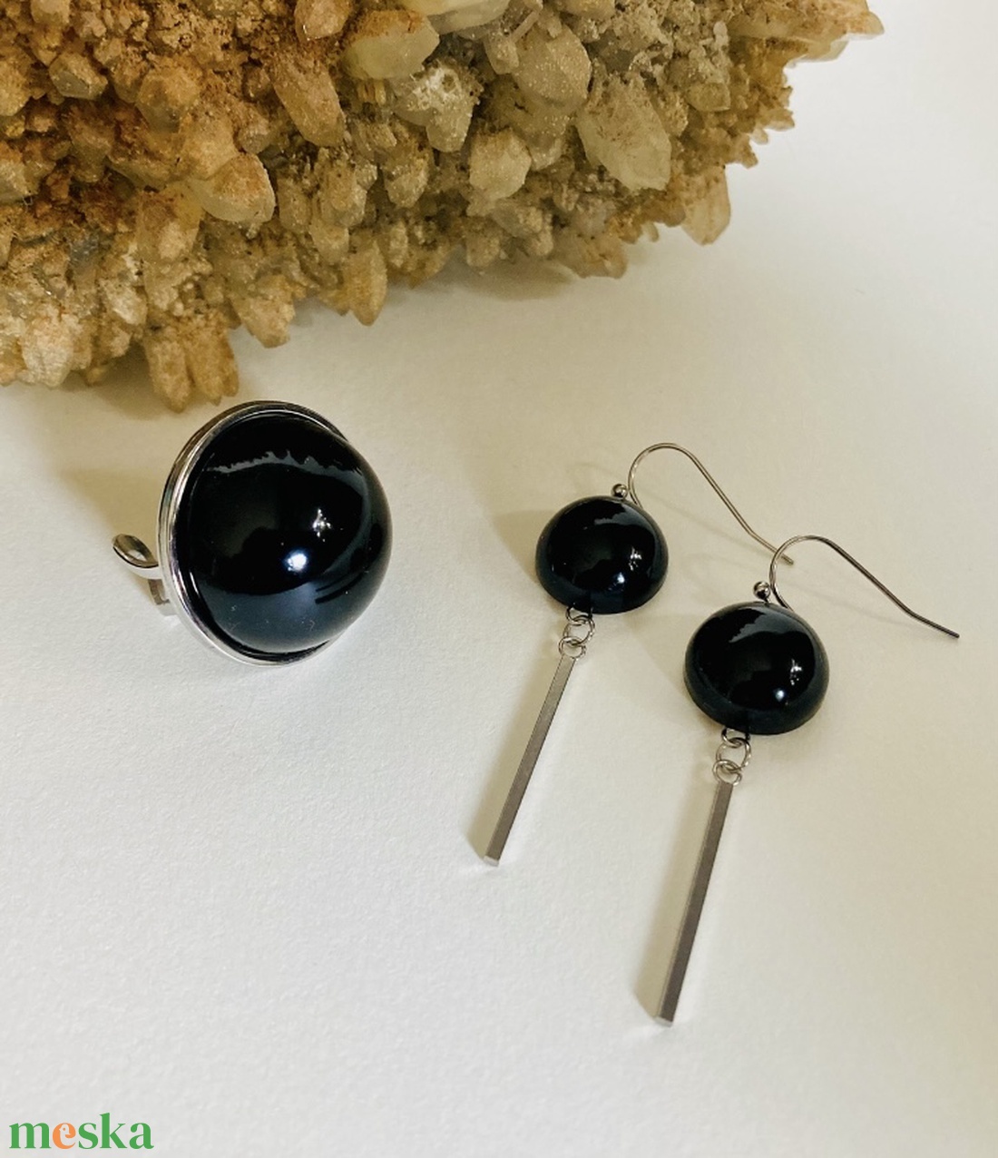 Fekete és ezüst szett - ékszer - ékszerszett - Meska.hu