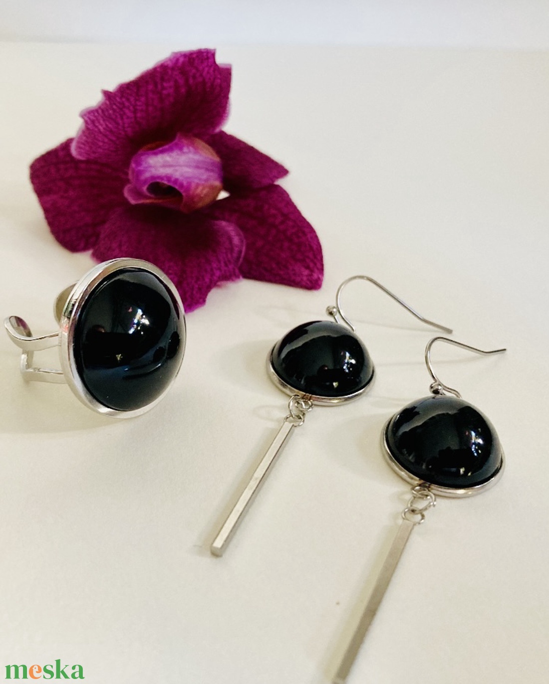 Fekete és ezüst  - ékszer - ékszerszett - Meska.hu