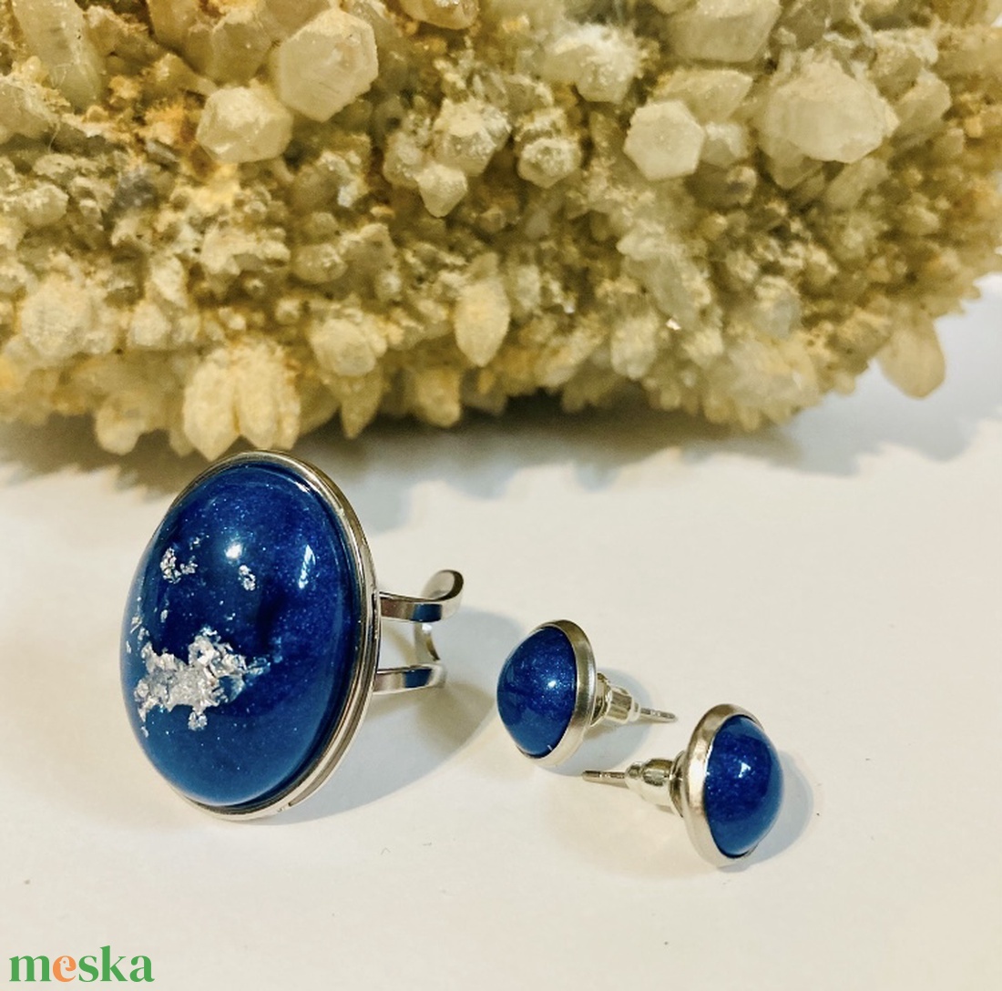 Kék és ezüst szett - ékszer - ékszerszett - Meska.hu