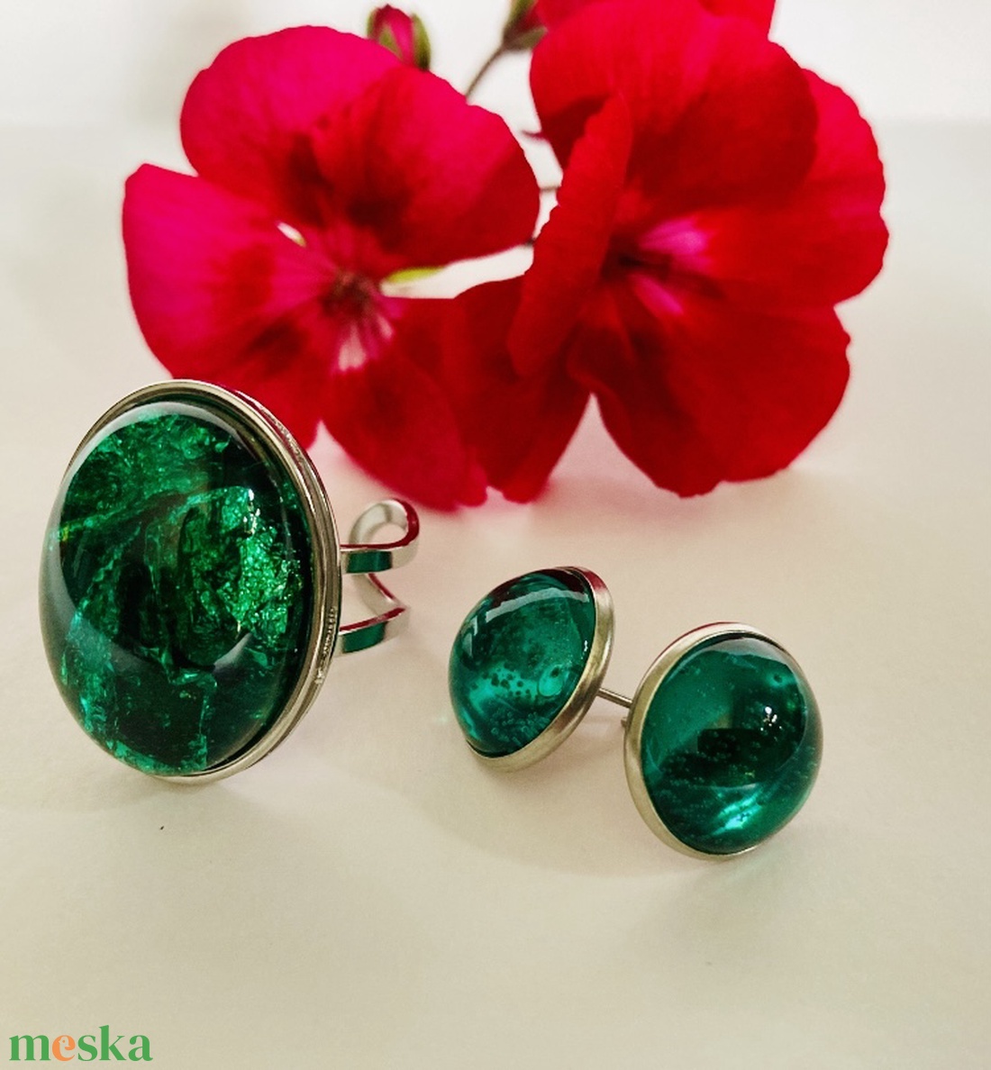 smaragdzöld szett - ékszer - ékszerszett - Meska.hu