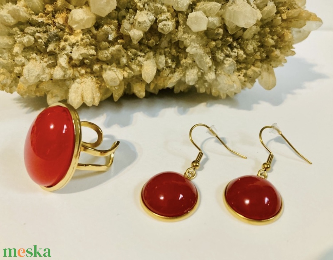 Cuki piros szett - ékszer - ékszerszett - Meska.hu