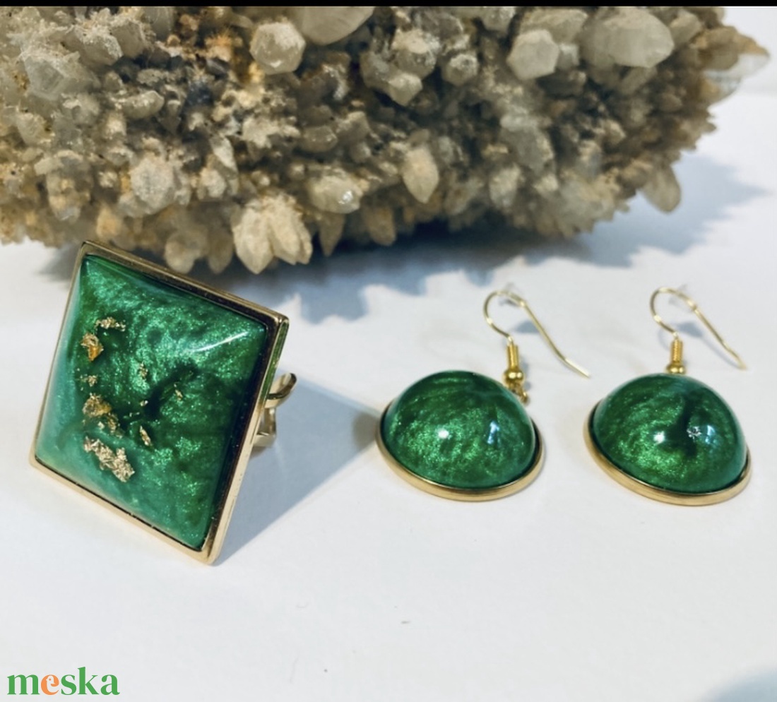 Zöldarany szett - ékszer - ékszerszett - Meska.hu