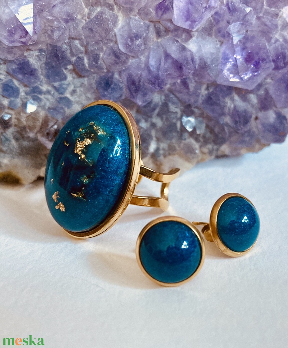 Kék és arany szett - ékszer - ékszerszett - Meska.hu