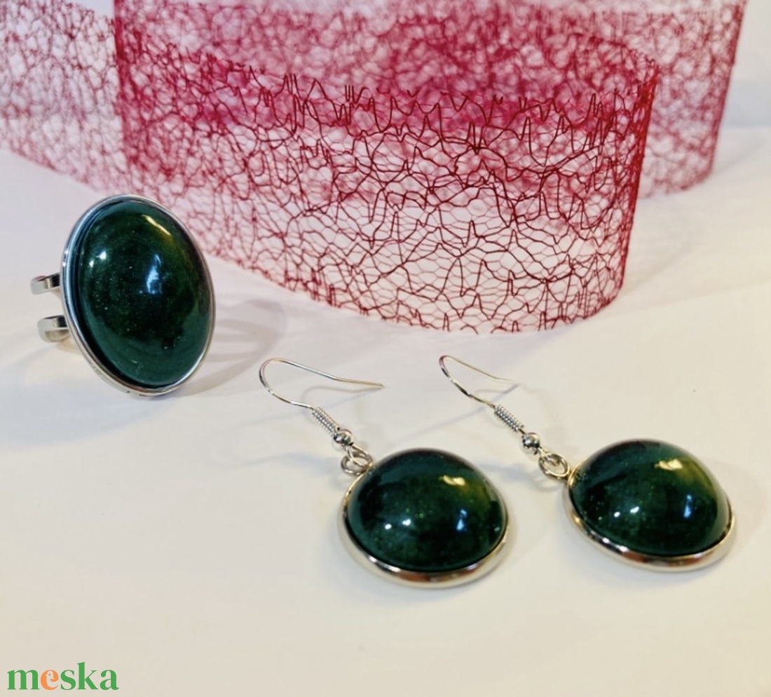 Sötétzöld szett - ékszer - ékszerszett - Meska.hu