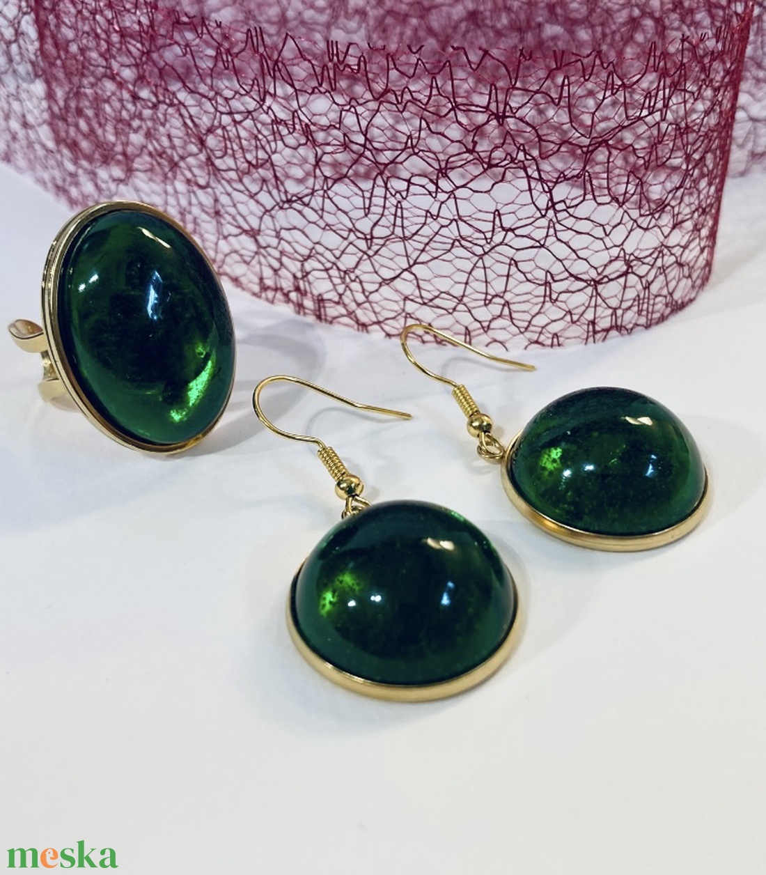 Sötét jade szett - ékszer - ékszerszett - Meska.hu