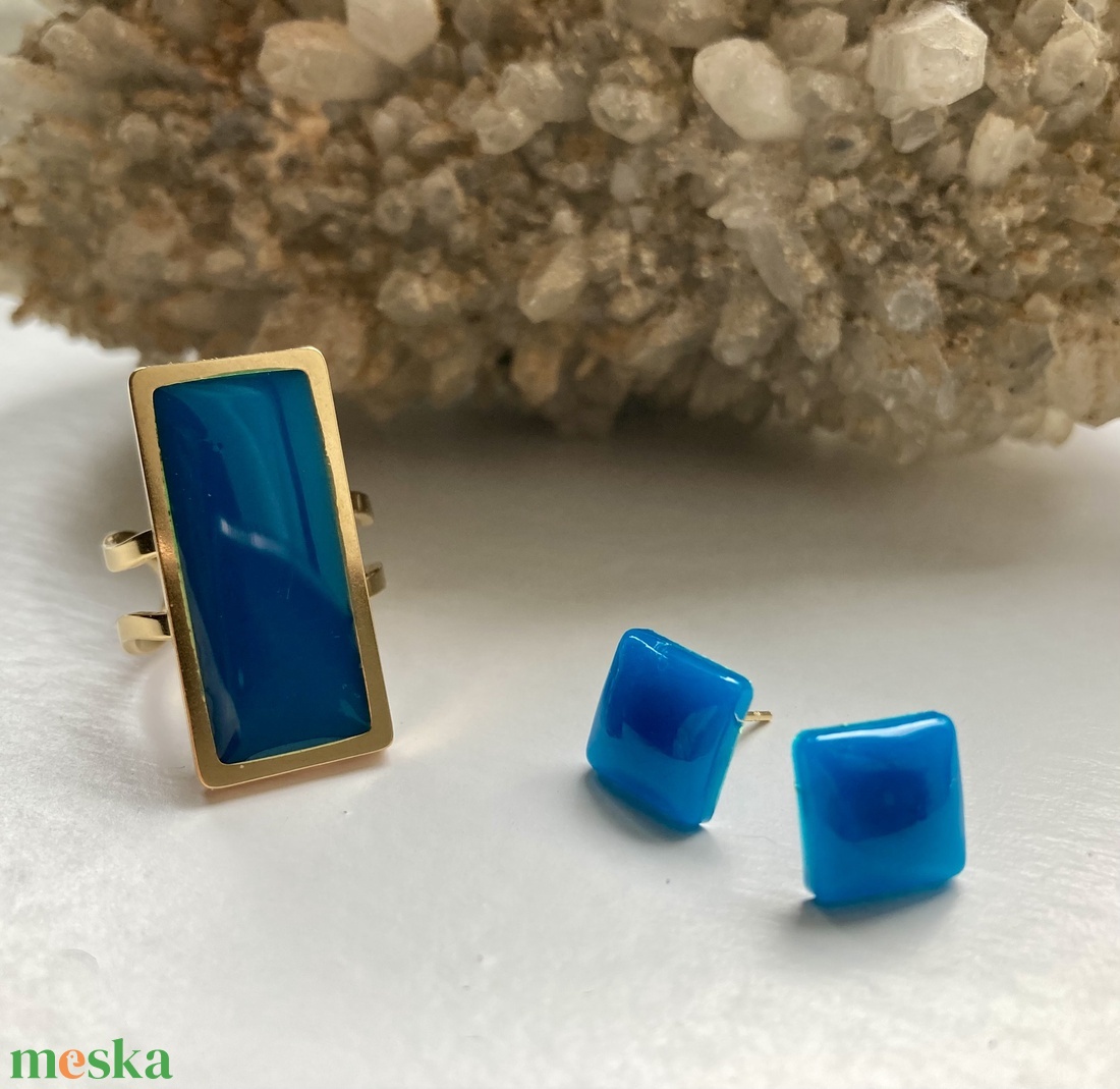 Kék és arany szett - ékszer - ékszerszett - Meska.hu