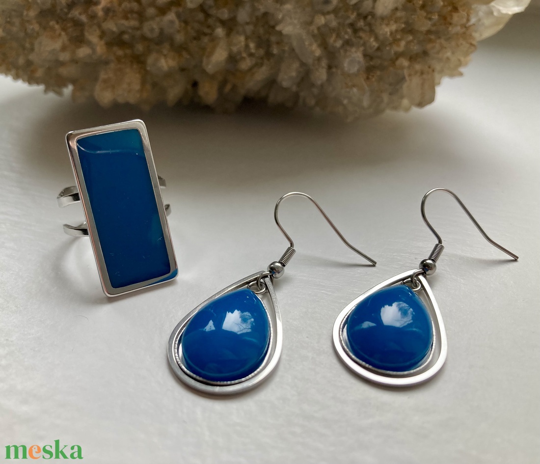 Kék és ezüst - ékszer - ékszerszett - Meska.hu