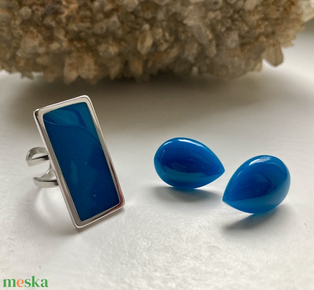 Kék és ezüst szett - ékszer - ékszerszett - Meska.hu