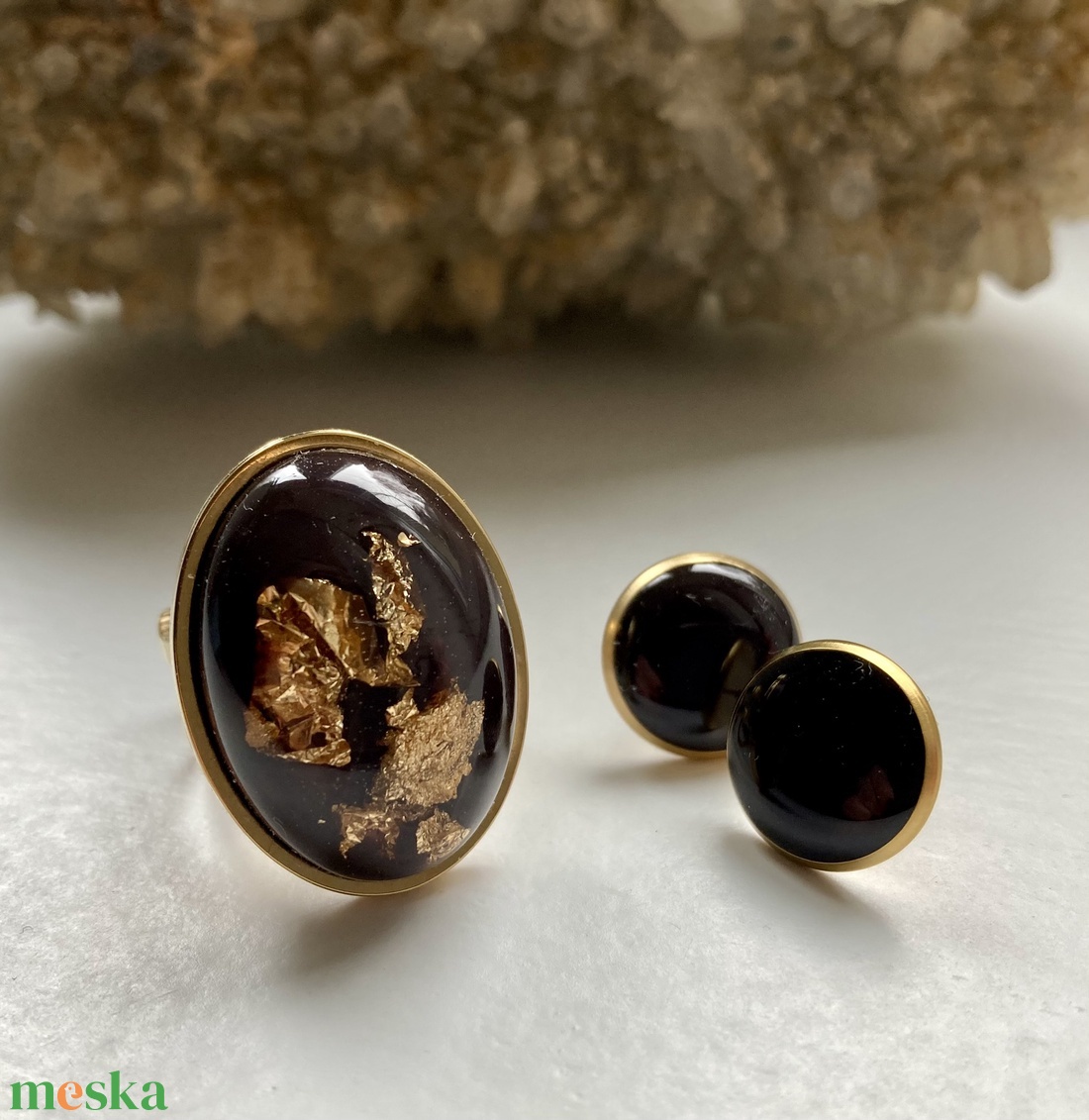 Kávé és arany szett - ékszer - ékszerszett - Meska.hu