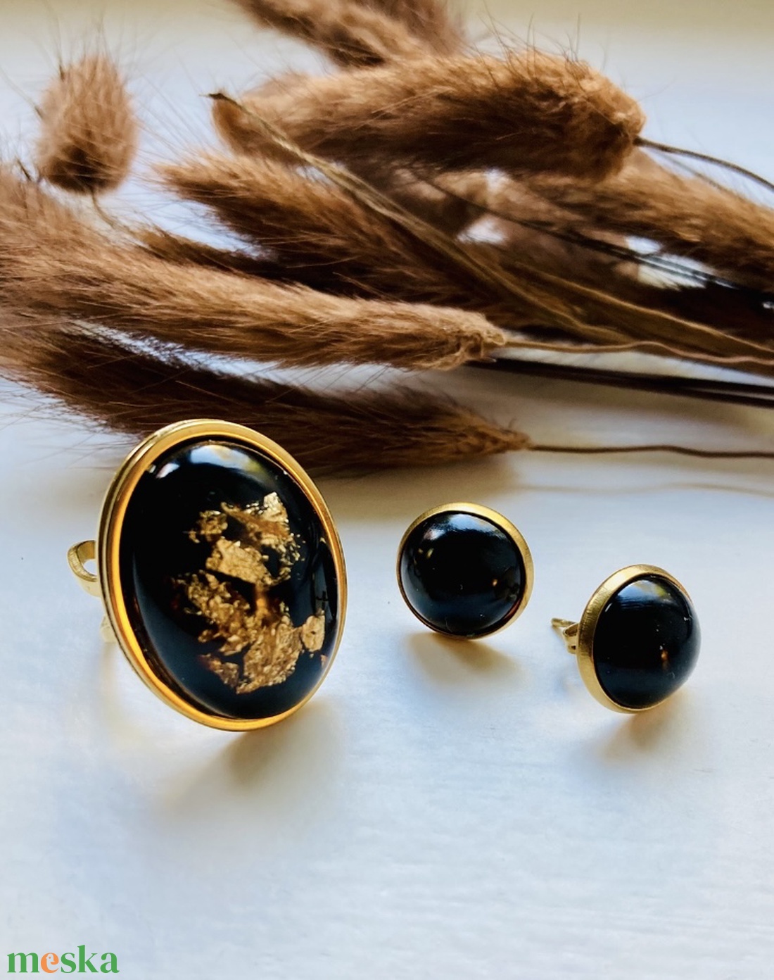 Sötétbarna és arany szett - ékszer - ékszerszett - Meska.hu