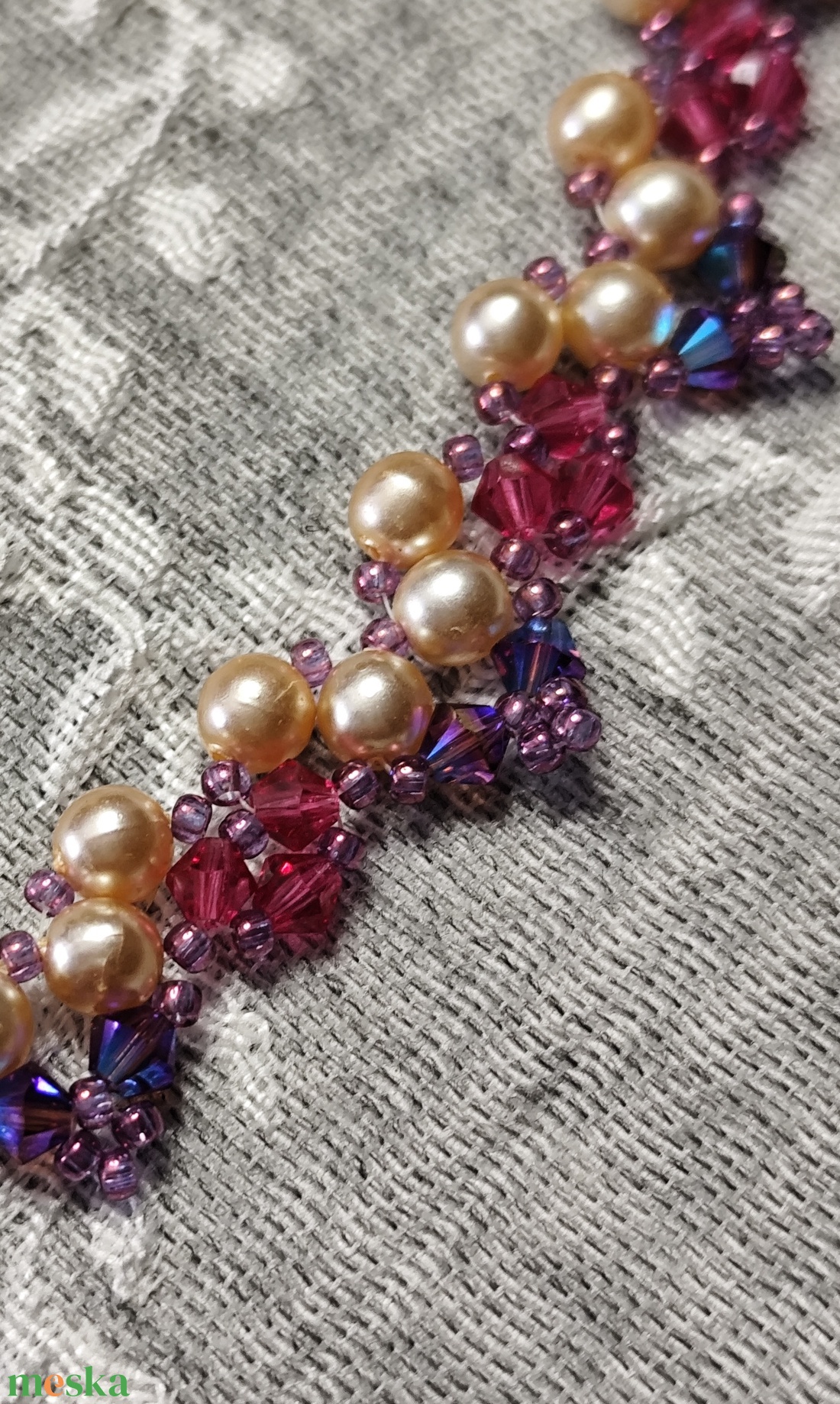 Gardena nyaklánc Swarovski kristályokkal  - ékszer - nyaklánc - gyöngyös nyaklánc - Meska.hu