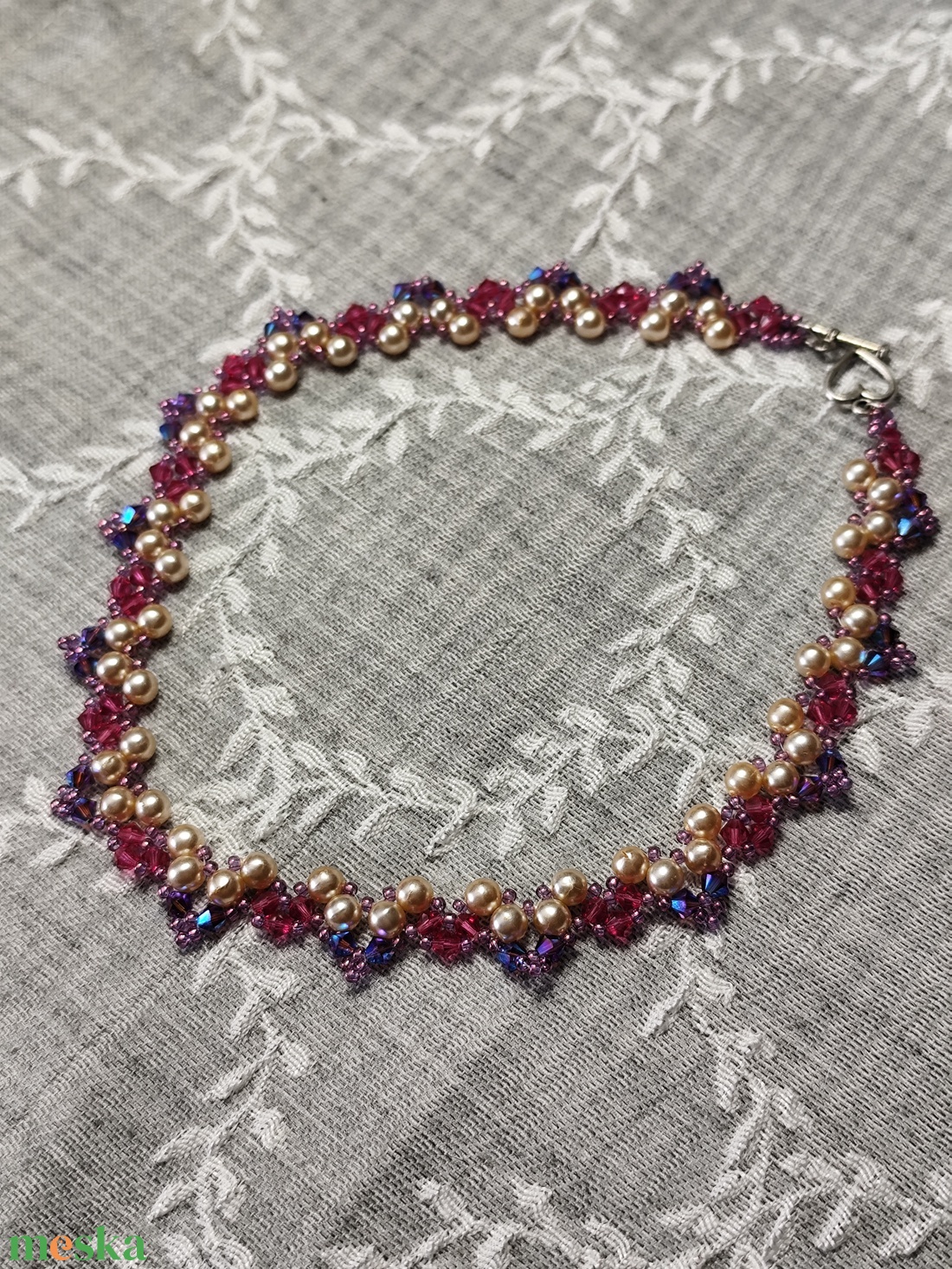 Gardena nyaklánc Swarovski kristályokkal  - ékszer - nyaklánc - gyöngyös nyaklánc - Meska.hu