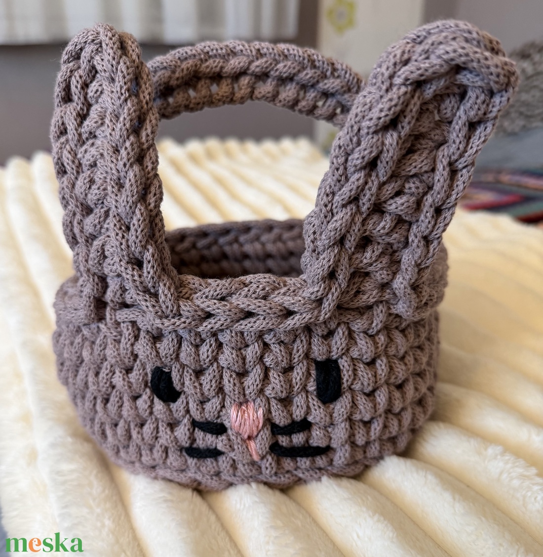 Nyuszis tároló kosár - ünnepi díszek, dekorációk - húsvéti díszek és dekorációk - húsvéti kosár - Meska.hu