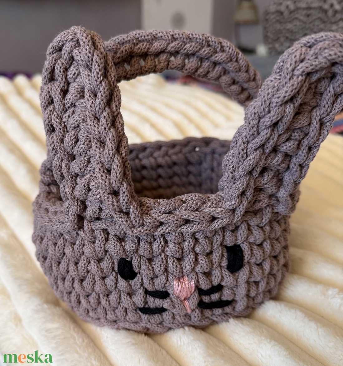 Nyuszis tároló kosár - ünnepi díszek, dekorációk - húsvéti díszek és dekorációk - húsvéti kosár - Meska.hu