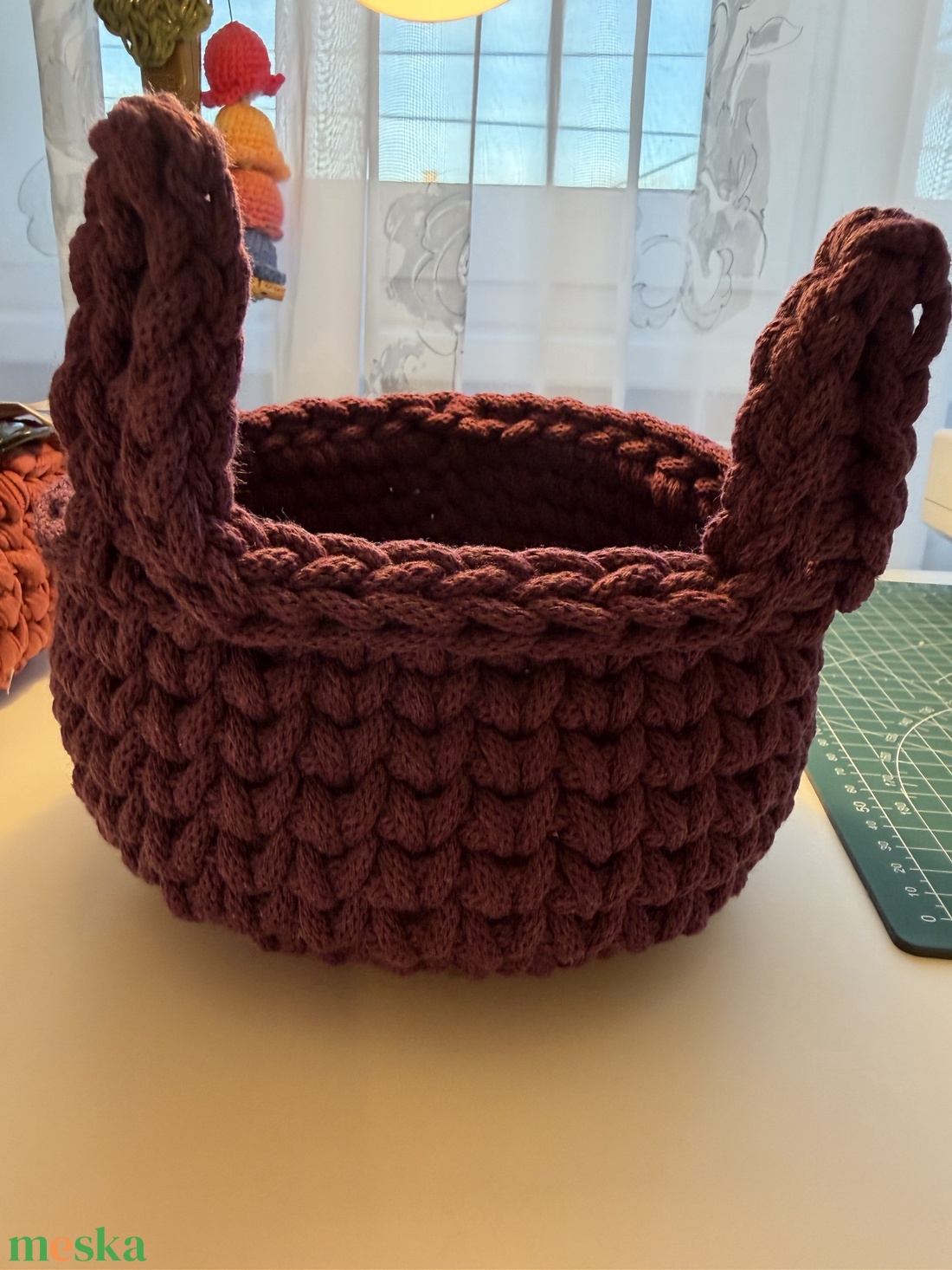 Horgolt kosár - otthon & életmód - tárolás & rendszerezés - tárolókosár - Meska.hu