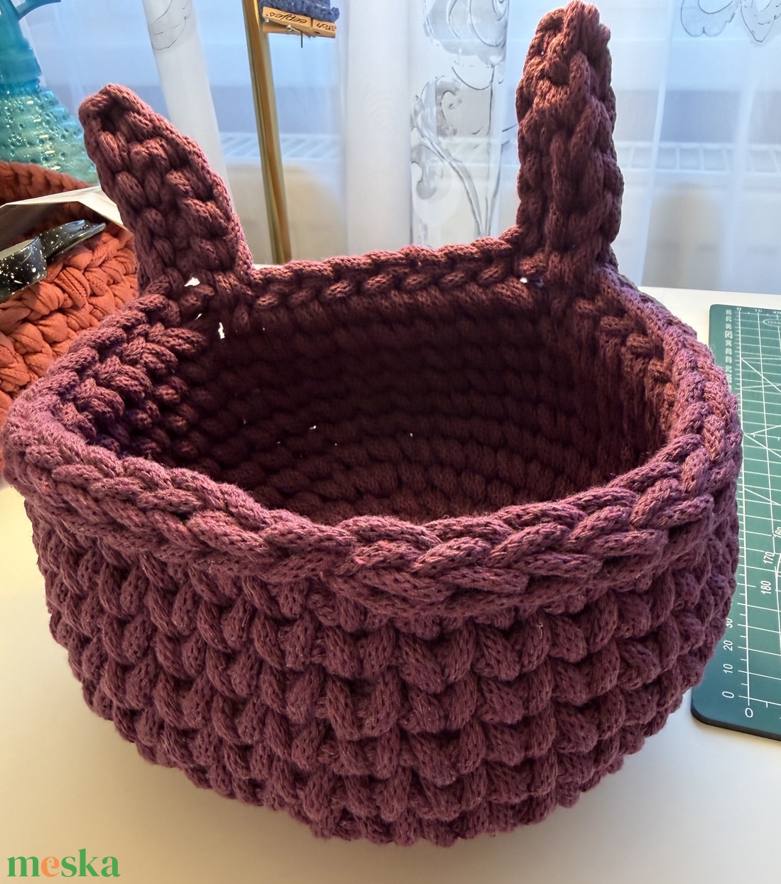 Horgolt kosár - otthon & életmód - tárolás & rendszerezés - tárolókosár - Meska.hu