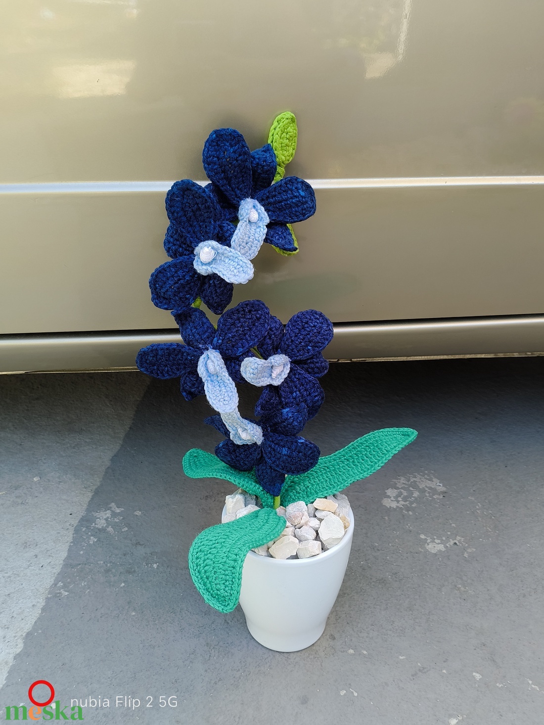 Orchidea horgolt - otthon & életmód - virágdekoráció - virágdíszek - virágdísz kaspóban - Meska.hu