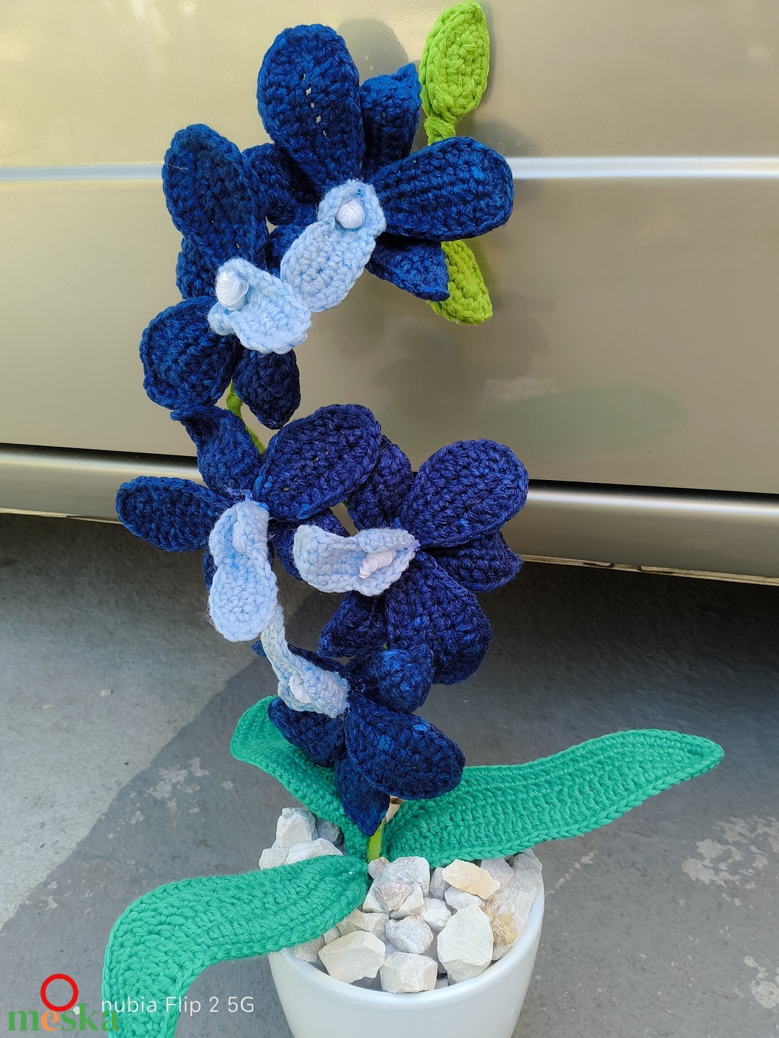 Orchidea horgolt - otthon & életmód - virágdekoráció - virágdíszek - virágdísz kaspóban - Meska.hu