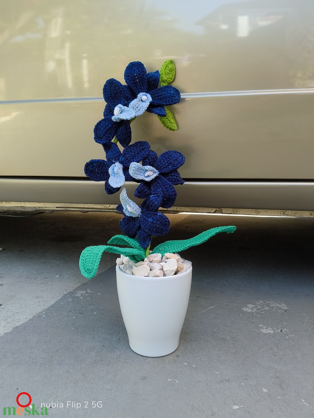 Orchidea horgolt - otthon & életmód - virágdekoráció - virágdíszek - virágdísz kaspóban - Meska.hu