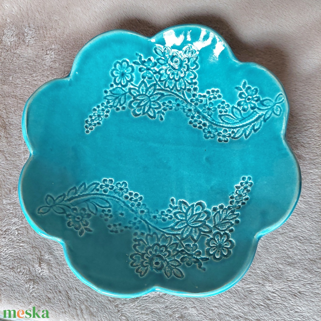 Kínálótál türkiz - otthon & életmód - konyhafelszerelés, tálalás - tálalás - kínálótál - Meska.hu