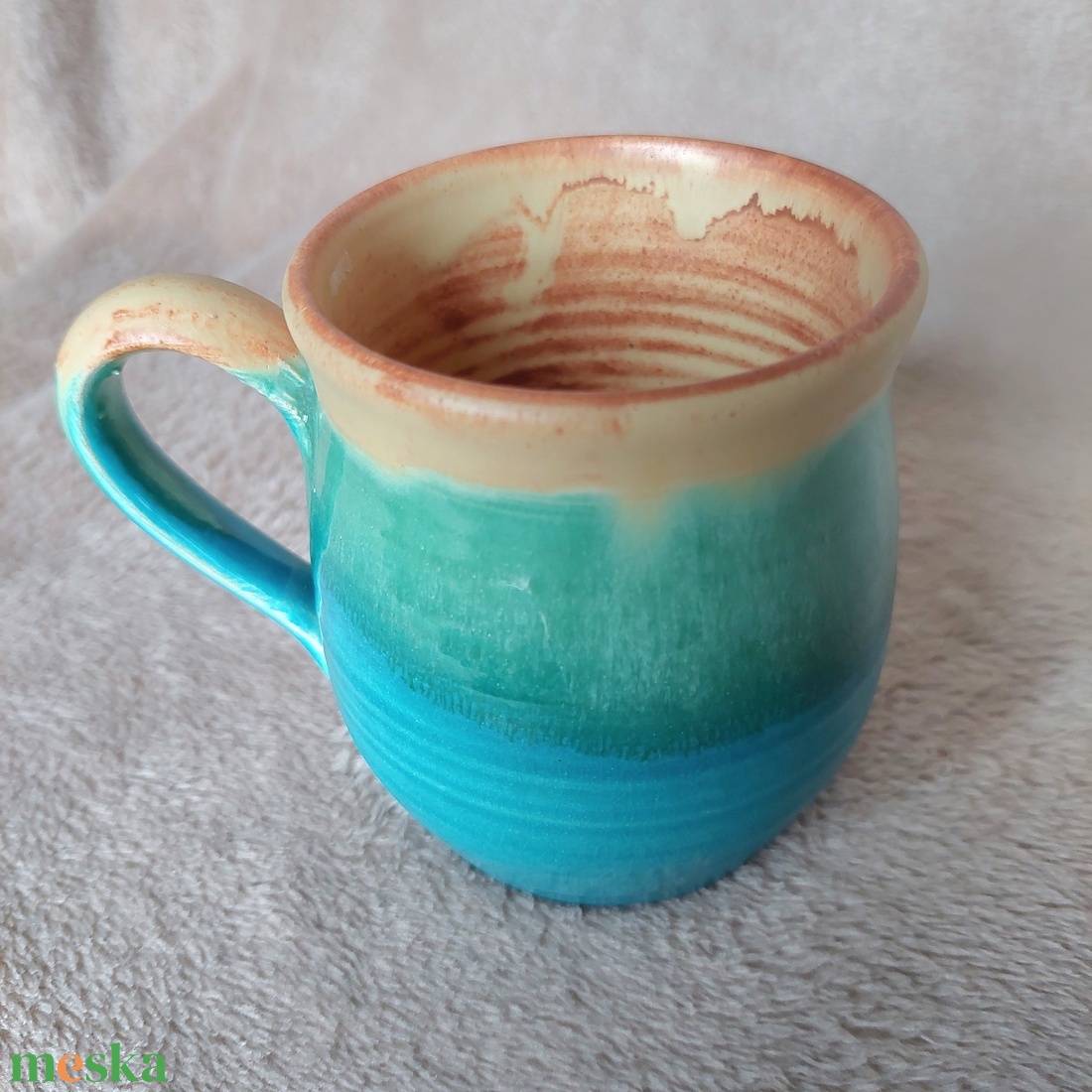 Bögre türkiz/bőrbarna - otthon & életmód - konyhafelszerelés, tálalás - italos kellékek - boros díszdoboz - Meska.hu