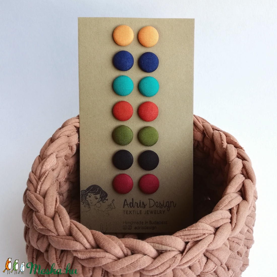MINI textil fülbevaló csomag, sötét ősz színskála - 7 pár - ékszer - fülbevaló - pötty fülbevaló - Meska.hu MINI textil fülbevaló csomag, sötét ősz színskála - 7 pár - ékszer - fülbevaló - pötty fülbevaló - Meska.hu