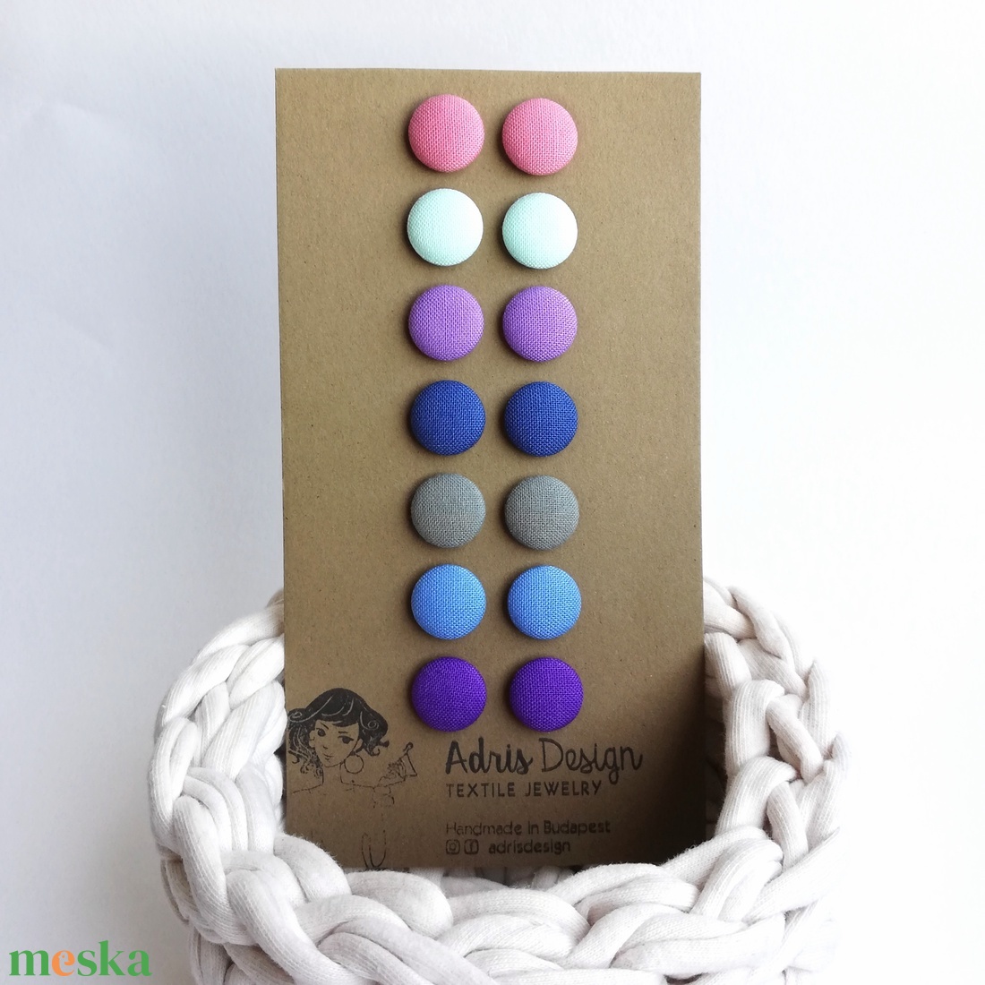 MINI textil fülbevaló csomag, lágy nyár színskála - 7 pár - ékszer - fülbevaló - pötty fülbevaló - Meska.hu MINI textil fülbevaló csomag, lágy nyár színskála - 7 pár - ékszer - fülbevaló - pötty fülbevaló - Meska.hu